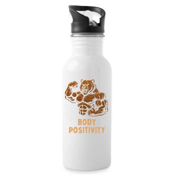 Strong Bear Body Positivity - Water bottle with straw - white - Right