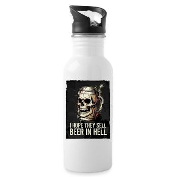 J’espère qu’ils vendront de la bière en enfer – Skull - Gourde avec paille intégrée - blanc - Droite