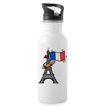 Baguette drôle de drapeau français de la Tour Eiffel - Gourde avec paille intégrée - blanc - Droite