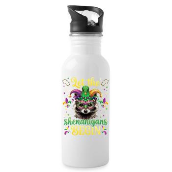 Spielereien Lustiger Waschbär Mardi Gras - Trinkflasche mit integriertem Trinkhalm - Weiß - Rechts