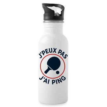 Ich kann nicht, ich ping. - Trinkflasche mit integriertem Trinkhalm - Weiß - Rechts