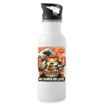 Ramen Noodle Japanese Anime Manga Kawaii - Water bottle with straw - white - Right