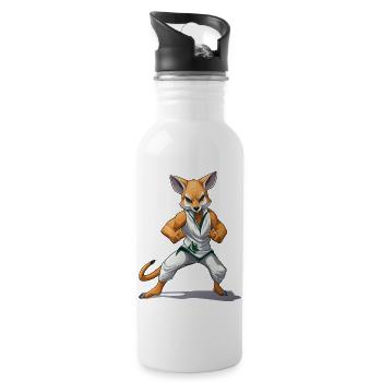 Fuchs-Kämpfer im Kung-Fu - Trinkflasche mit integriertem Trinkhalm - Weiß - Rechts