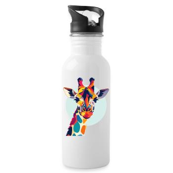 Motif coloré de tête abstraite de girafe - Gourde avec paille intégrée - blanc - Droite