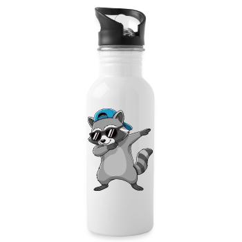 Cool Dabbing Raccoon Sonnenbrillen-Cartoon-Kunst - Trinkflasche mit integriertem Trinkhalm - Weiß - Rechts