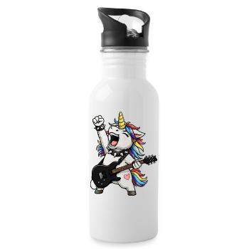 Rainbow Unicorn Rocker - Water bottle with straw - white - Right