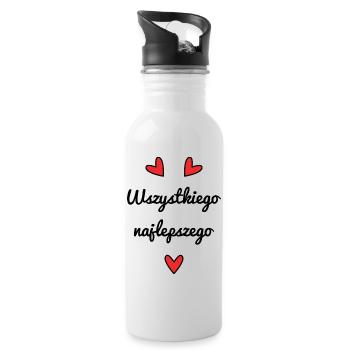 JAHRESTAG. ALLES GUTE ZUM GEBURTSTAG. ALLES GUTE ZUM GEBURTSTAG. - Trinkflasche mit integriertem Trinkhalm - Weiß - Rechts
