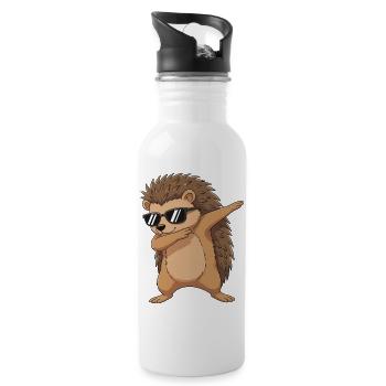 Cool Dabbing Hedgehog Sunglasses Cartoon-Kunst - Trinkflasche mit integriertem Trinkhalm - Weiß - Rechts