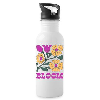 Floral Pop Neon Pink - Water bottle with straw - white - Right
