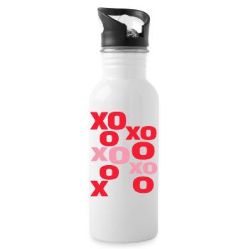 XO Love Letters Cute Valentine Typography - Water bottle with straw - white - Right