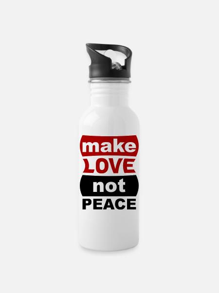 Make Love Not Peace - Water bottle with straw - white