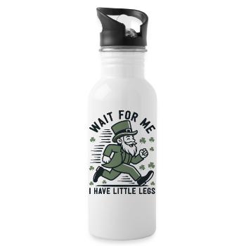 Leprechaun auf der Flucht - Trinkflasche mit integriertem Trinkhalm - Weiß - Rechts