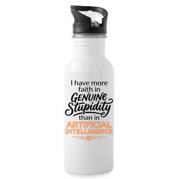  Anti AI Funny Quote - Faith In Stupidity   - Water bottle with straw - white - Right