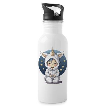 Kuhicorn Kuschelfigur im Sternennacht Hoodie - Trinkflasche mit integriertem Trinkhalm - Weiß - Rechts