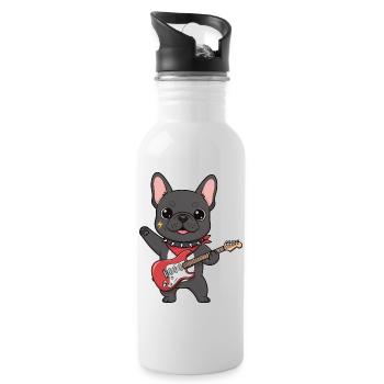Rocking bulldog with electric guitar - Water bottle with straw - white - Right