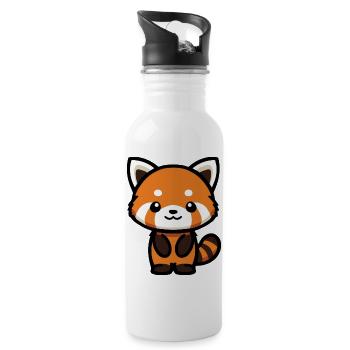 Panda roux - dessin mignon, animal doux - Gourde avec paille intégrée - blanc - Droite