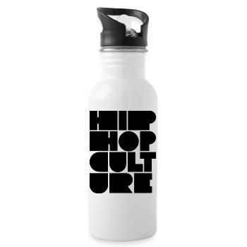 bold hip hop culture logo design - Water bottle with straw - white - Right