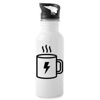 Kaffee Tasse Blitz Energie - Trinkflasche mit integriertem Trinkhalm - Weiß - Rechts