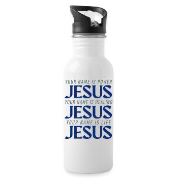 JESUS POWER HEALING LIFE - Trinkflasche mit integriertem Trinkhalm - Weiß - Rechts