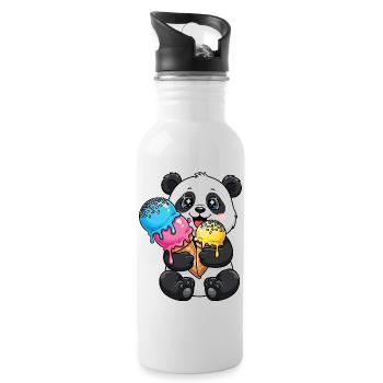 Süßer Panda Cartoon Eis Sommer Süßigkeit - Trinkflasche mit integriertem Trinkhalm - Weiß - Rechts