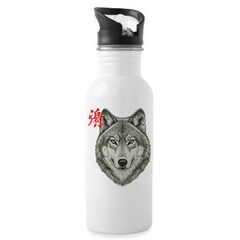 Loup asiatique - Gourde avec paille intégrée - blanc - Droite