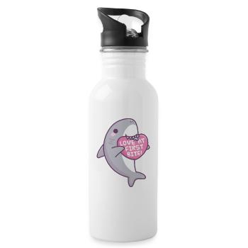 Amour mignon des requins à la première morsure Drôle de Valentine - Gourde avec paille intégrée - blanc - Droite
