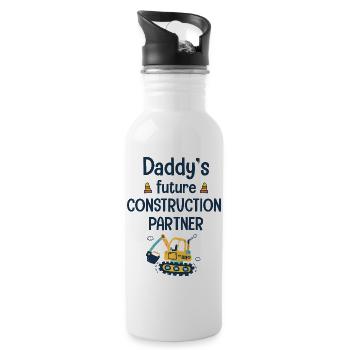 Daddy's future construction partner - Gourde avec paille intégrée - blanc - Droite