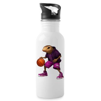 Basketball Maulwürfe - Trinkflasche mit integriertem Trinkhalm - Weiß - Rechts
