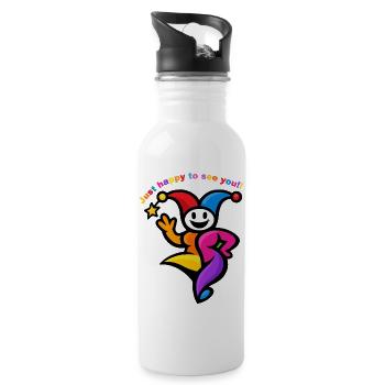 Colorful Jester Dance Greeting - Water bottle with straw - white - Right