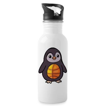 Pinguine Kinder Basketball - Trinkflasche mit integriertem Trinkhalm - Weiß - Rechts