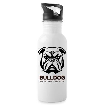 Bulldog Dog - Water bottle with straw - white - Right