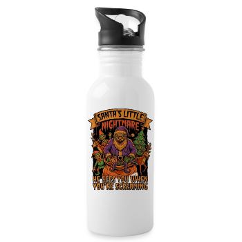 Santa’s Little Nightmare Horror - Trinkflasche mit integriertem Trinkhalm - Weiß - Rechts