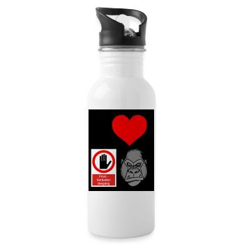 Heart Hand Gorilla Private Access - Water bottle with straw - white - Right