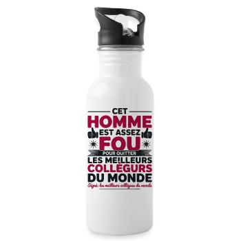 Departure Co-worker New Job Retirement - Water bottle with straw - white - Right