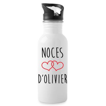 Olivier's wedding 59 years of marriage - Water bottle with straw - white - Right