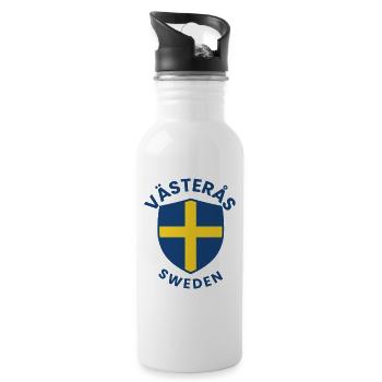 Västerås Sköld in Schweden - Trinkflasche mit integriertem Trinkhalm - Weiß - Rechts