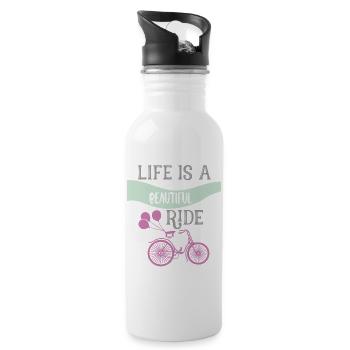 La vie est un magnifique graphique de vélo de sortie - Gourde avec paille intégrée - blanc - Droite