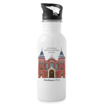 Washington DC, Hand Drawing Art Museum, USA - Water bottle with straw - white - Right