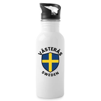 Swedish Flag Shield Emblem - Water bottle with straw - white - Right