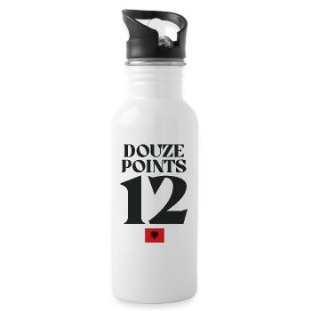 Doze Points 12 Eurovision Song Contest der albanischen Flagge - Trinkflasche mit integriertem Trinkhalm - Weiß - Rechts