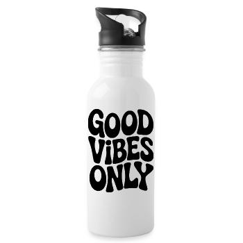 Vibing typography in black - Water bottle with straw - white - Right