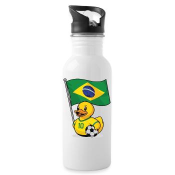 Le fan de football brésilien avec un drapeau - Gourde avec paille intégrée - blanc - Droite