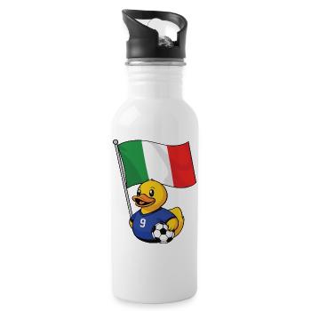 Italy Football Fan Shirt for Proud Fans - Water bottle with straw - white - Right