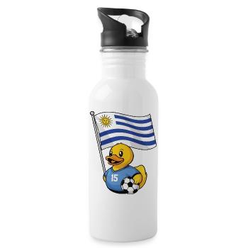 Uruguay Fußball Fan Shirt für stolze Fans - Trinkflasche mit integriertem Trinkhalm - Weiß - Rechts