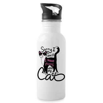 I Have Plans Cat Graphic - Water bottle with straw - white - Right