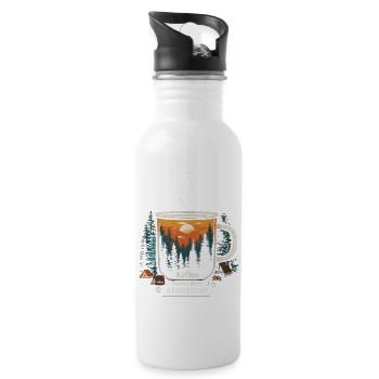 Camping Spruch Kaffee Wald Camper Morgen Outdoor - Trinkflasche mit integriertem Trinkhalm - Weiß - Rechts
