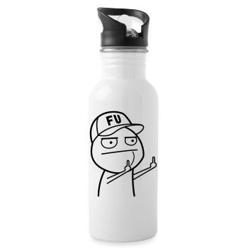 FU Meme with baseball cap (color changeable) - Water bottle with straw - white - Right