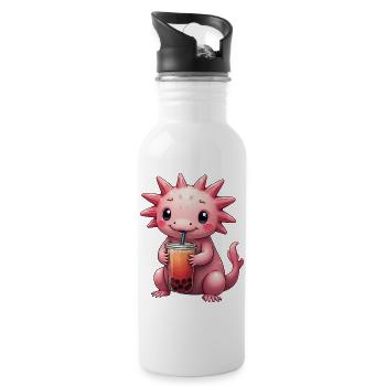 Cute Axolotl Kawaii Axolotl Lover - Water bottle with straw - white - Right