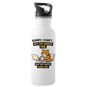 Cat Me Time vs Sloth Refusal - Water bottle with straw - white - Right