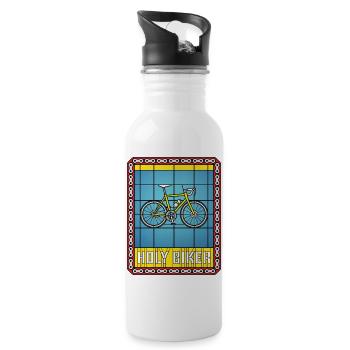 Bicycle Stained Glass - Water bottle with straw - white - Right